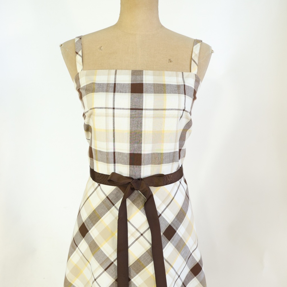 Ann Taylor brown plaid print summer dress